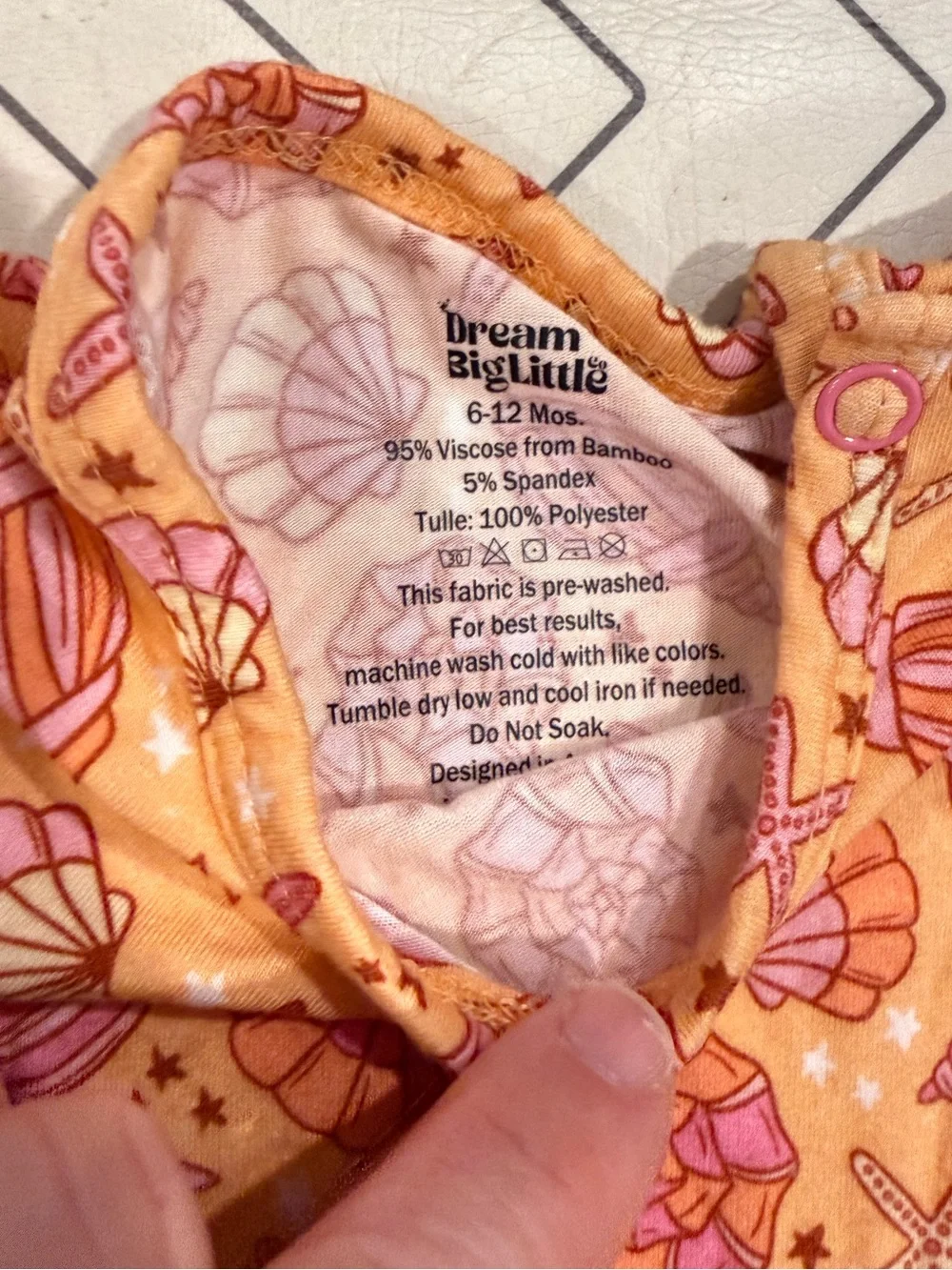 Dream Big Little Sea Shell Print One-Piece with Pink Tulle Skirt